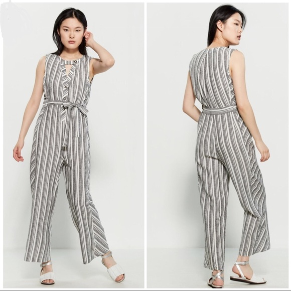 LAUNDRY Striped Linen-Blend Jumpsuit Size 6, NWT - Picture 2 of 4